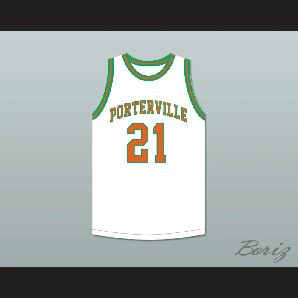 Bill Sharman 21 Porterville High School Panthers White Basketball Jersey 2