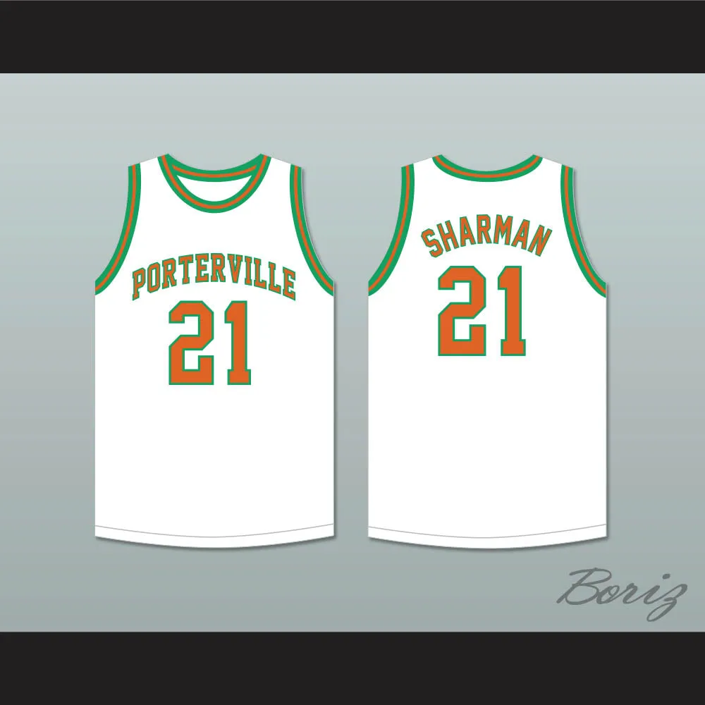Bill Sharman 21 Porterville High School Panthers White Basketball Jersey 2