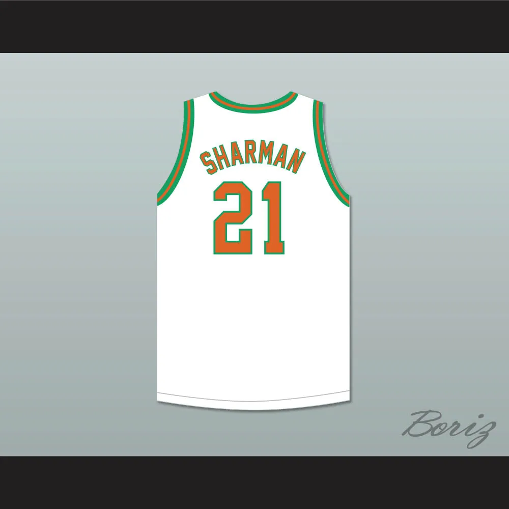 Bill Sharman 21 Porterville High School Panthers White Basketball Jersey 2