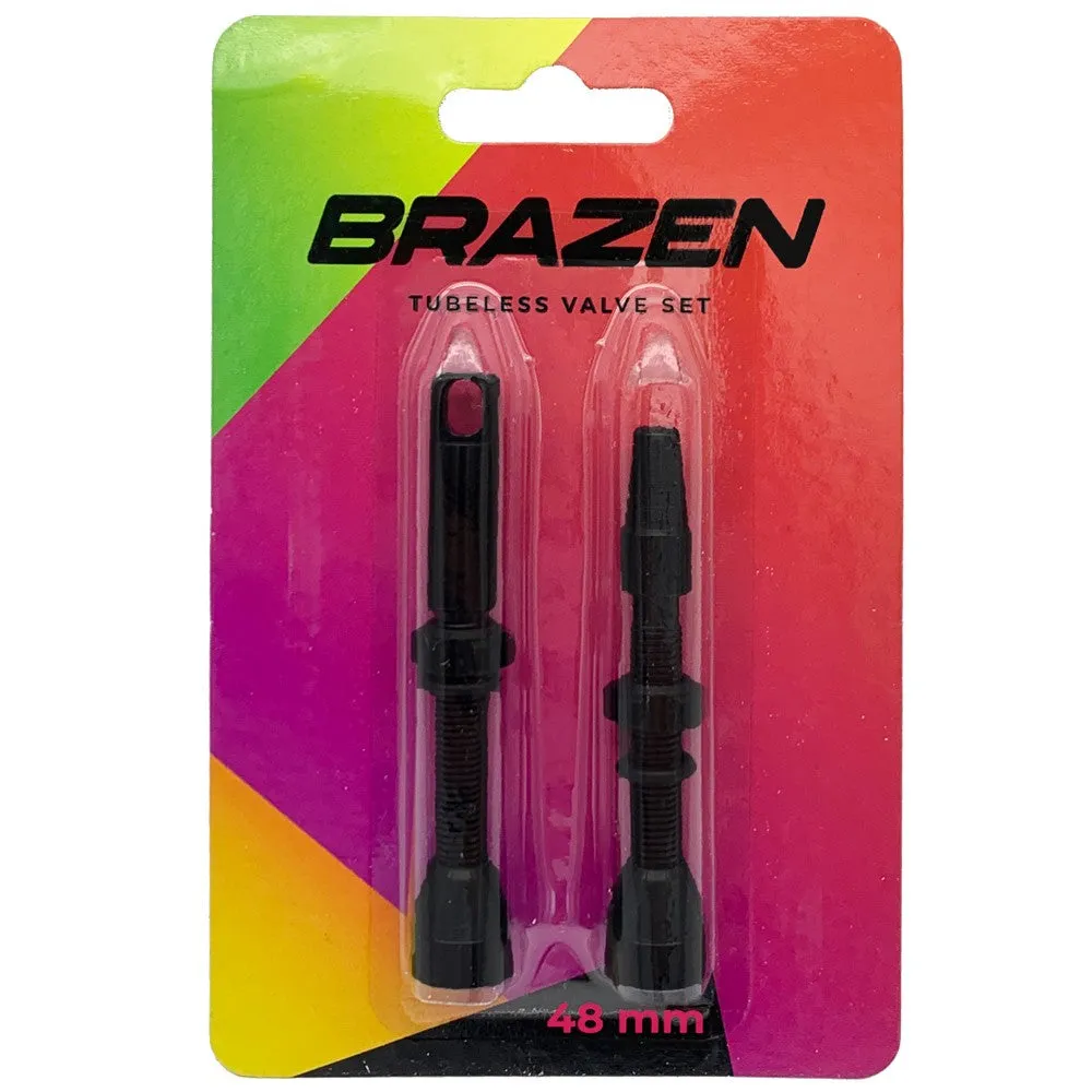 Brazen Tubeless Valves Black 48mm Pair