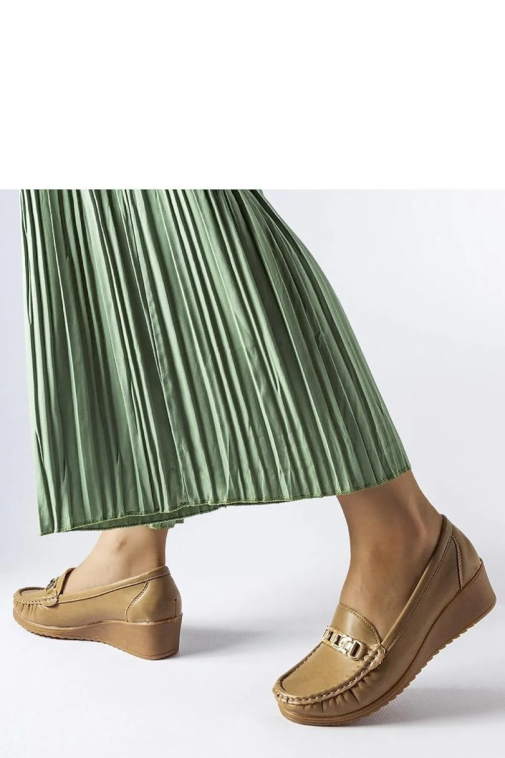 Brown moccasins with a buckle