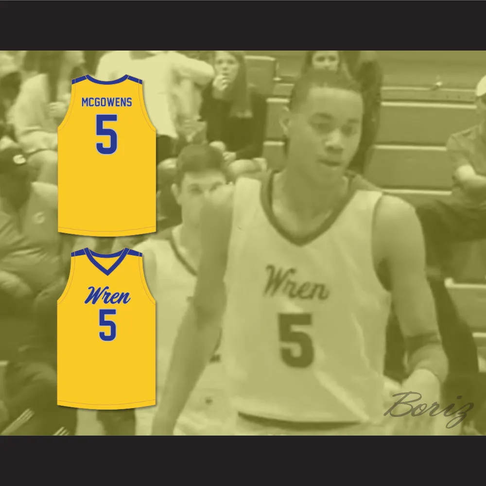 Bryce McGowens 5 Wren High School Hurricanes Yellow Basketball Jersey 2