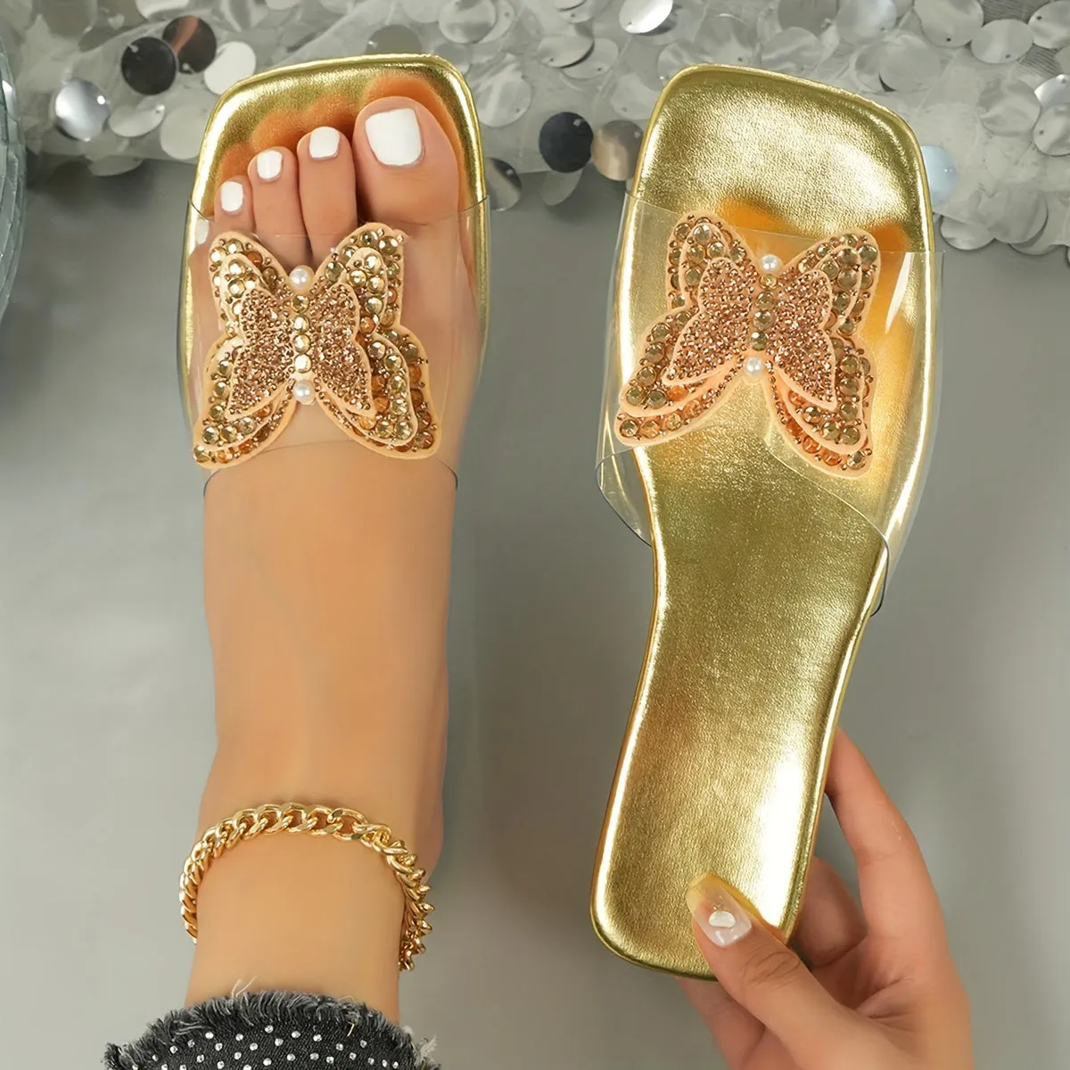Butterfly Chic Rhinestone Flats