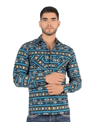 Camisa Casual Manga Larga Estampada para Hombre 'Montero' - ID: 3004