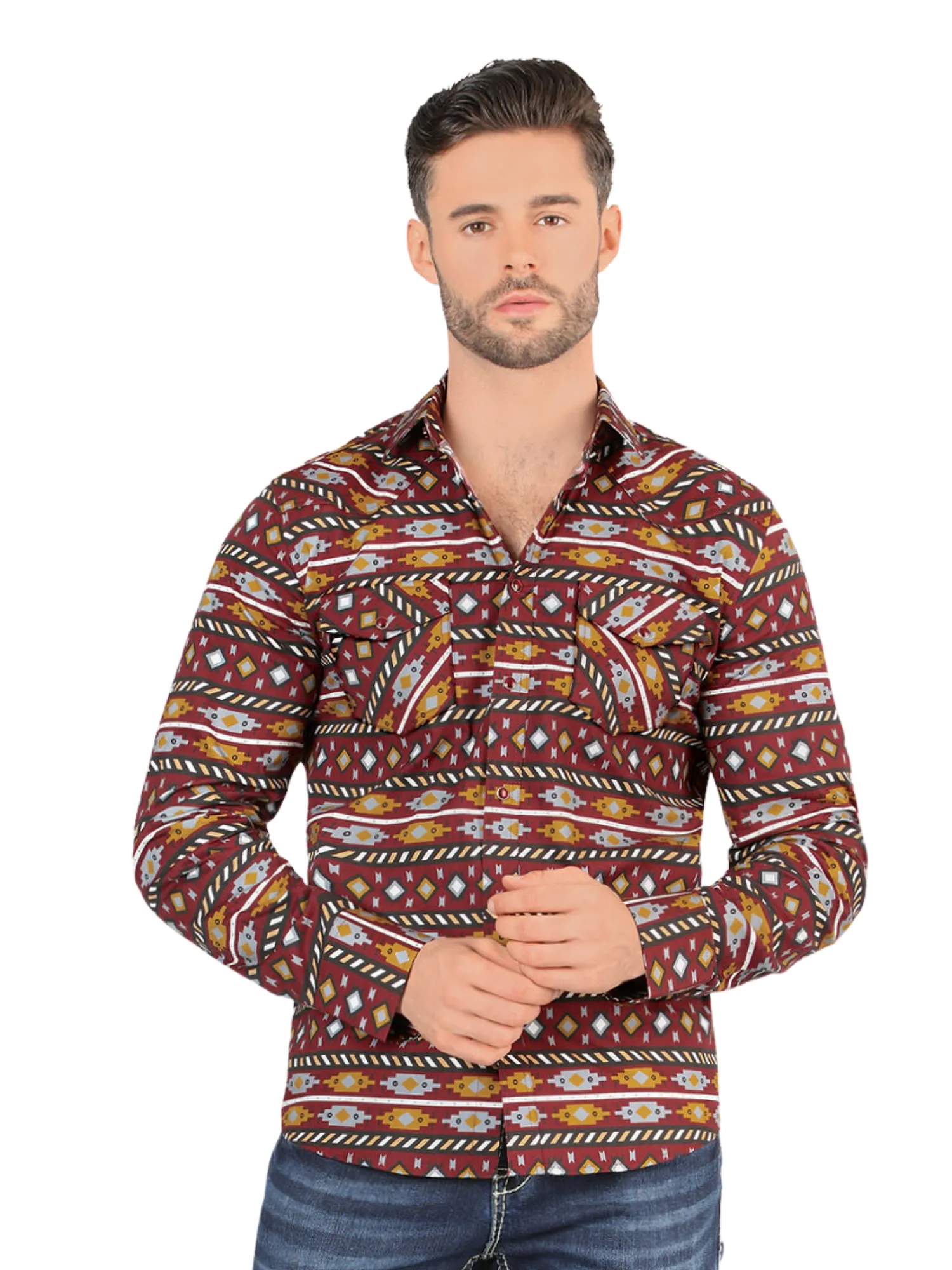 Camisa Casual Manga Larga Estampada para Hombre 'Montero' - ID: 3004