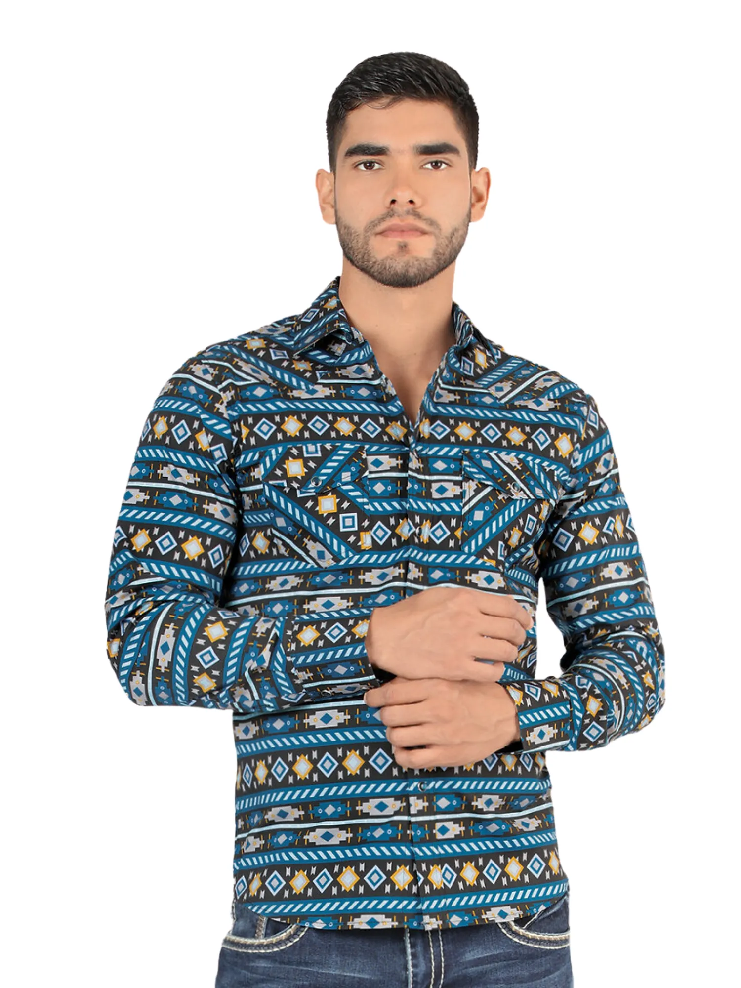 Camisa Casual Manga Larga Estampada para Hombre 'Montero' - ID: 3004