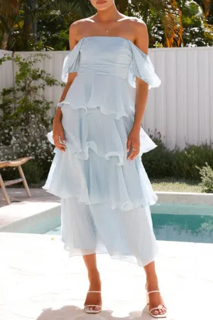 Casual Backless Flounce Square Neck Cake Skirt Dresses