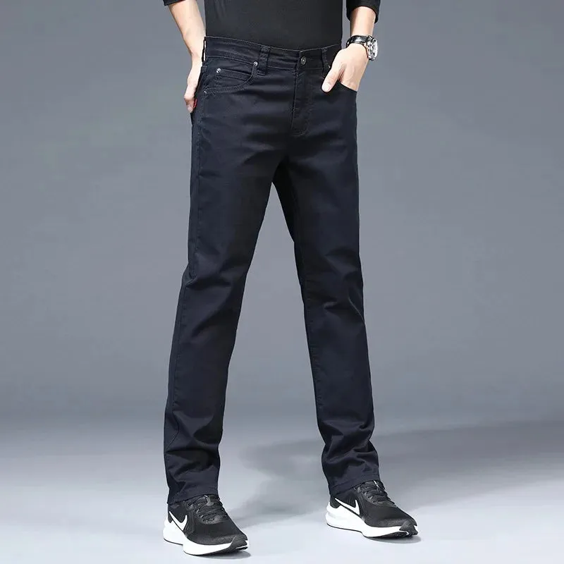 Casual Pants Men - Fashion Khaki Cotton Straight Trousers