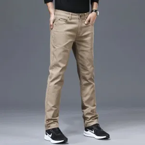 Casual Pants Men - Fashion Khaki Cotton Straight Trousers
