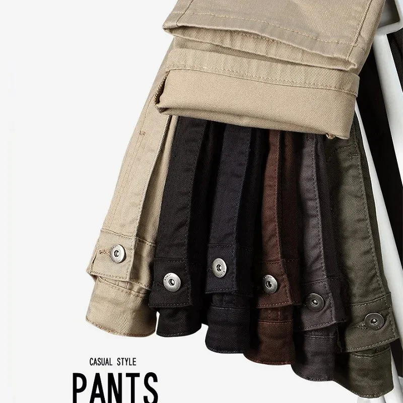 Casual Pants Men - Fashion Khaki Cotton Straight Trousers