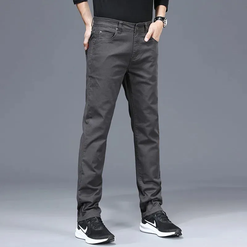 Casual Pants Men - Fashion Khaki Cotton Straight Trousers