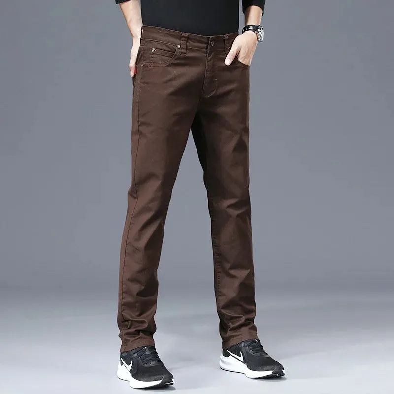 Casual Pants Men - Fashion Khaki Cotton Straight Trousers