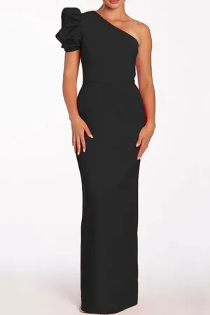 Casual Solid Backless Oblique Collar Long Dresses