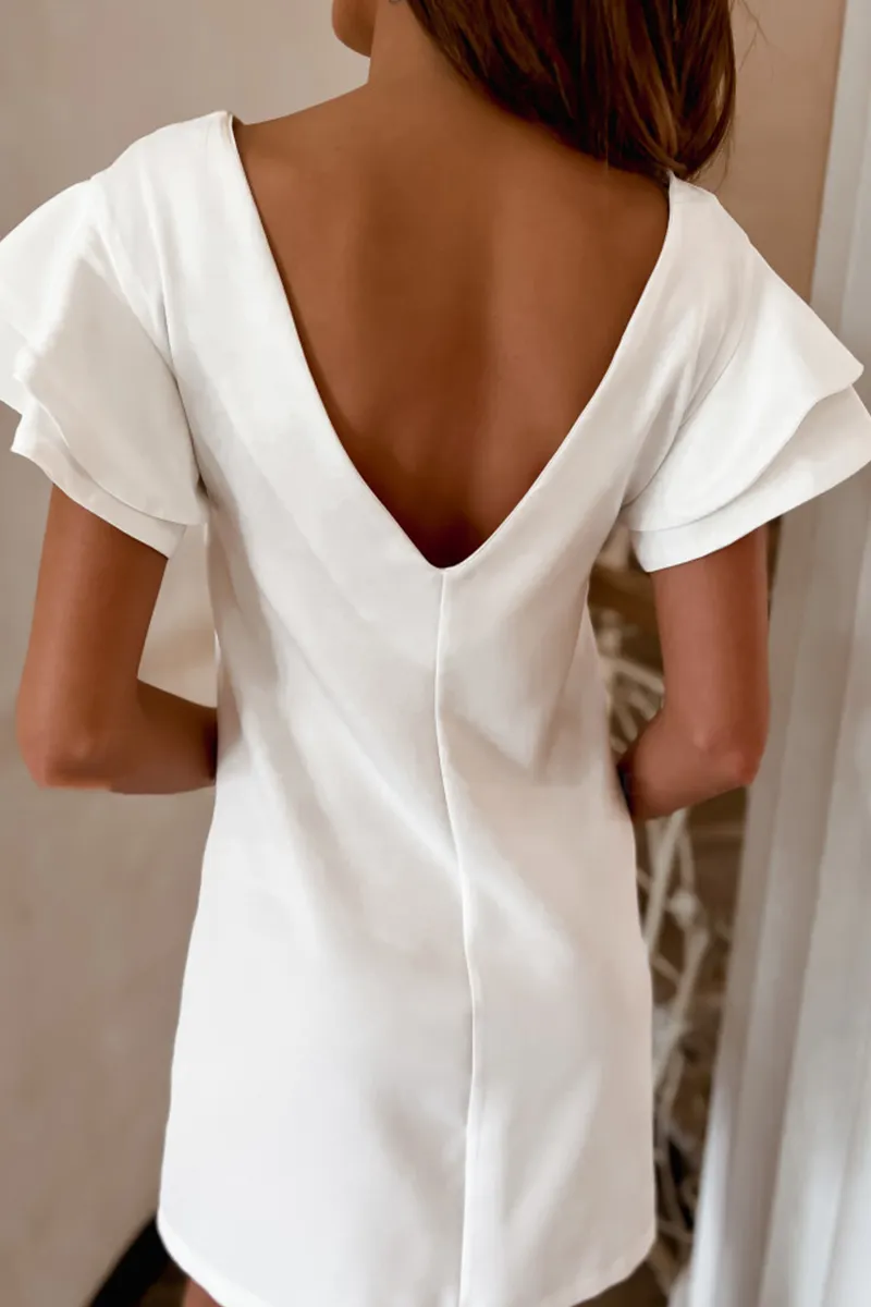 Casual Solid Flounce O Neck Straight Dresses(4 Colors)