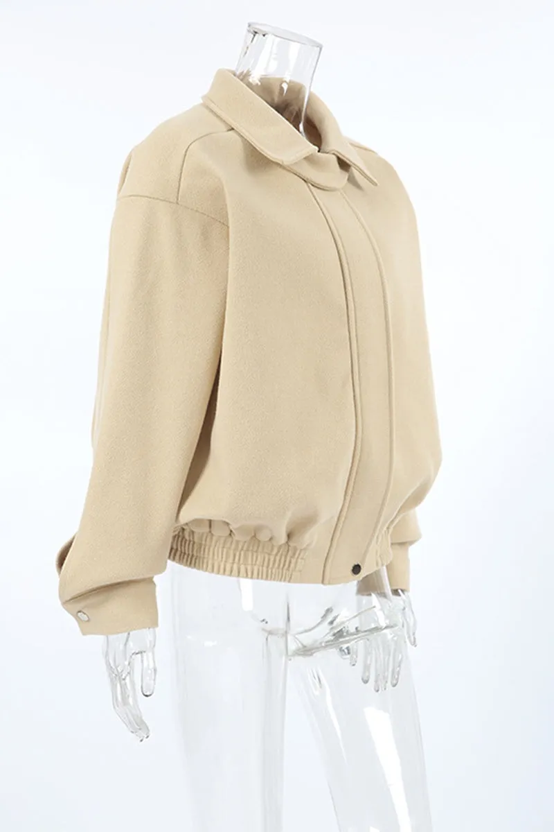 Casual Street Buttons Zipper Gross Turndown Collar Outerwear