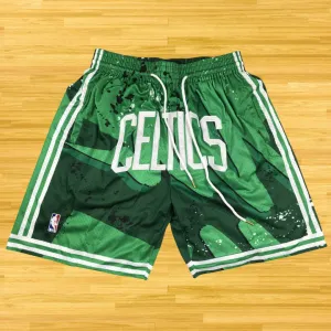Celtics - Retro Shorts - Green Spray