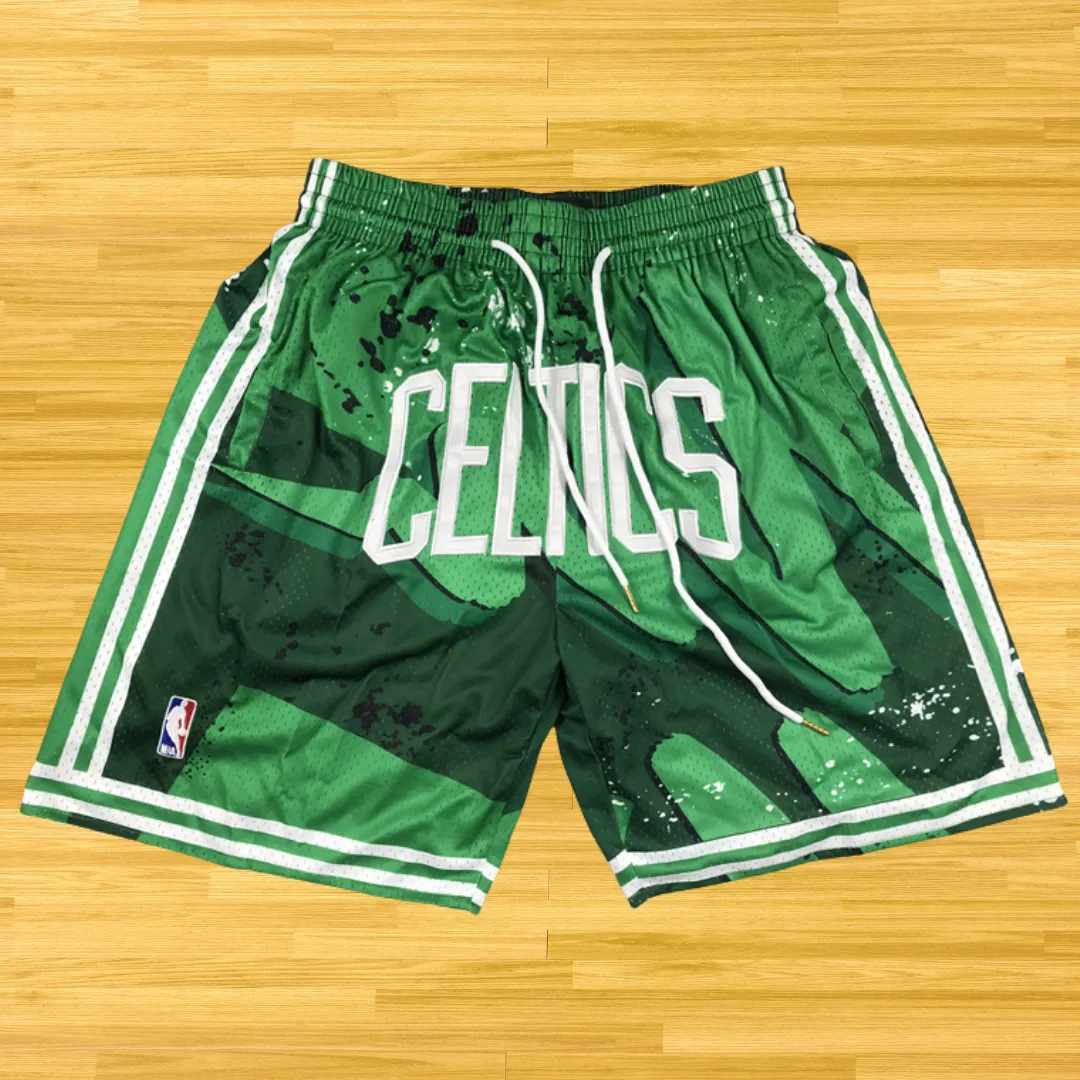 Celtics - Retro Shorts - Green Spray