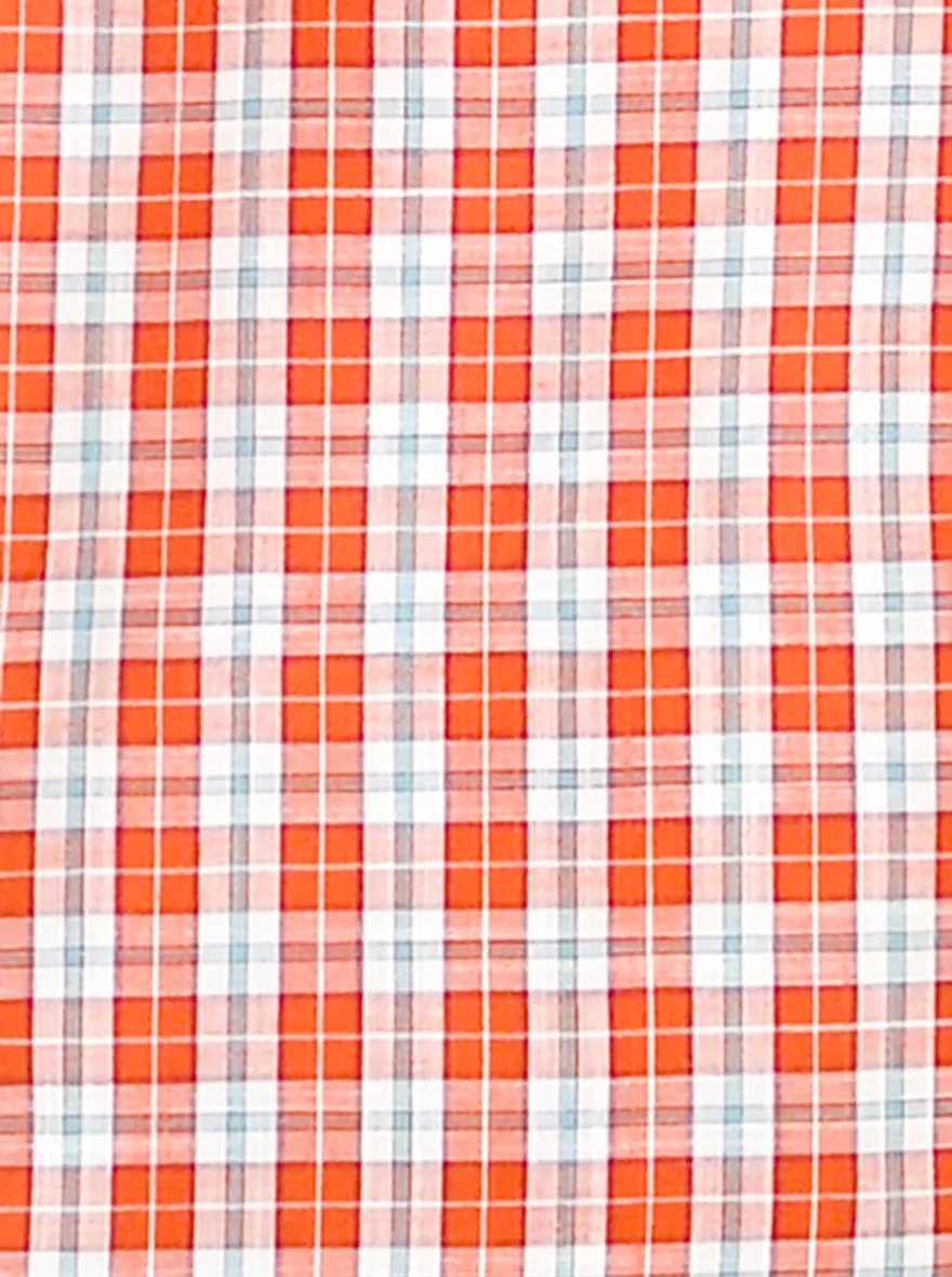 Cherry Tomato Checked Slim Fit Casual Shirt | Greenfibre