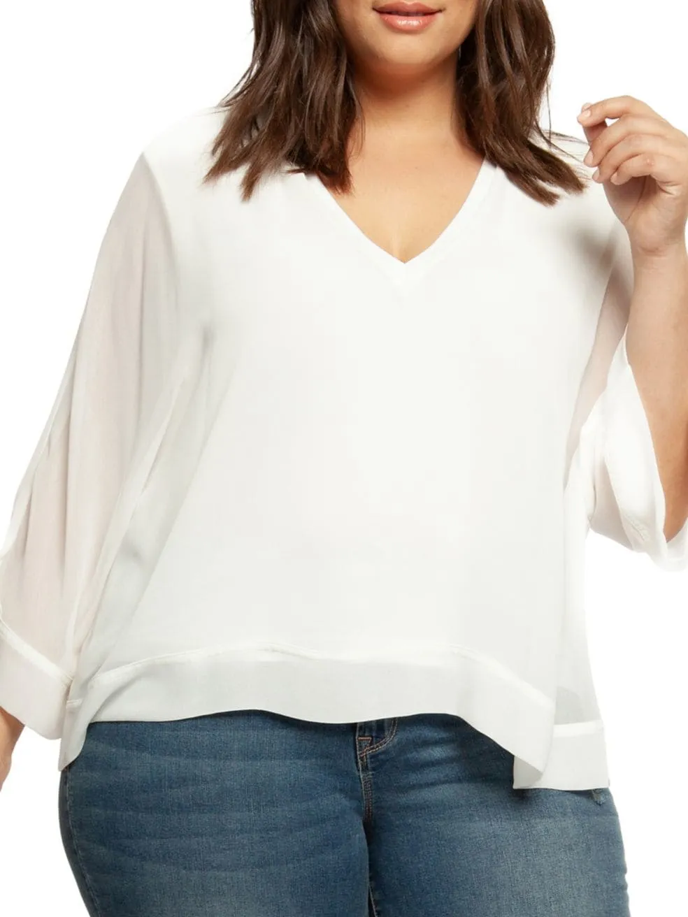 Classic V-neck Blouse - Plus Sizes