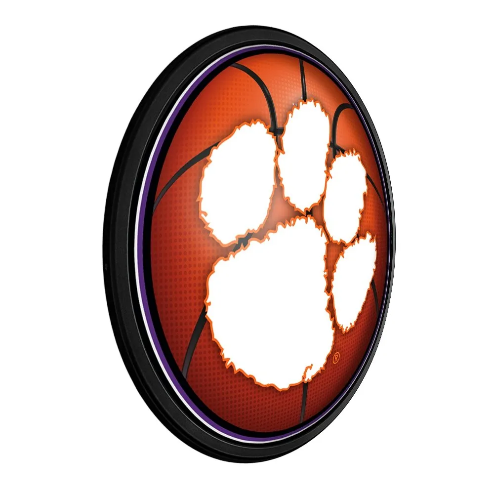 Clemson Tigers: Basketball - Round Slimline Lighted Wall Sign