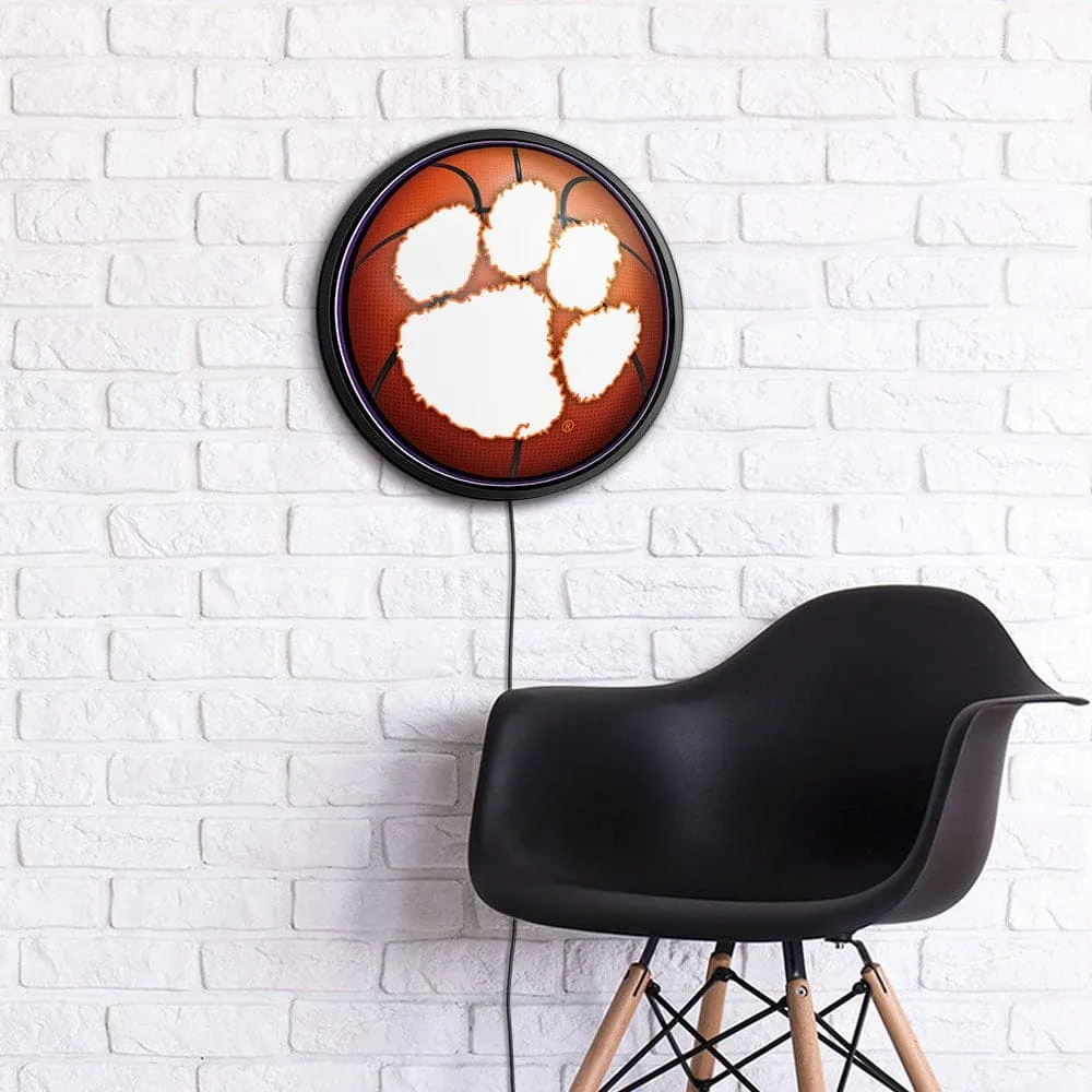 Clemson Tigers: Basketball - Round Slimline Lighted Wall Sign