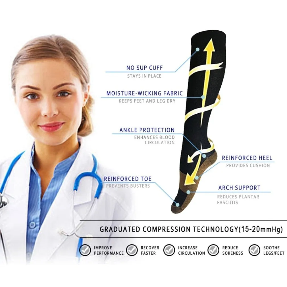 ContiNent 33 Compression Stockings Blood Circulation Promotion Slimming Compression Socks Anti-Fatigue Comfortable Solid Color Socks