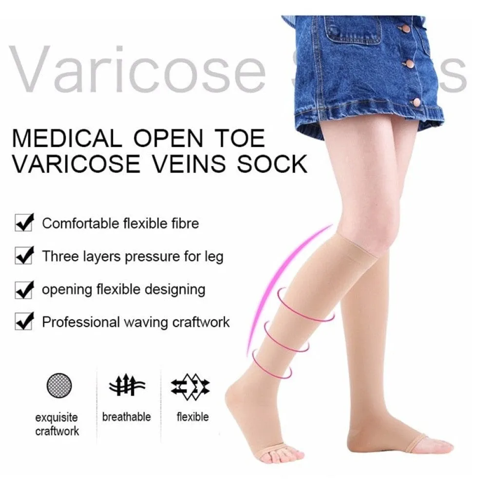 ContiNent 33 Compression Stockings Blood Circulation Promotion Slimming Compression Socks Anti-Fatigue Comfortable Solid Color Socks