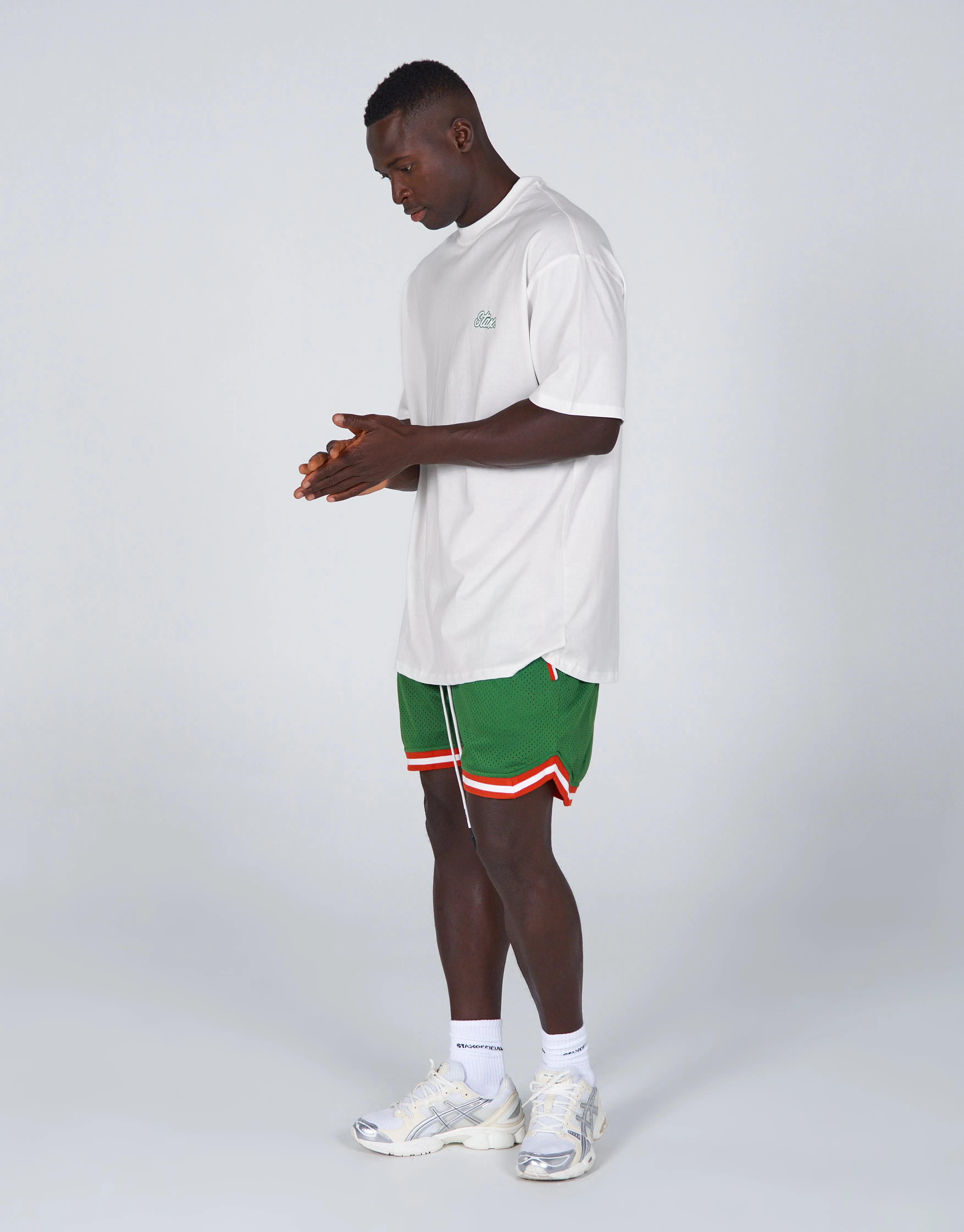 Court Drip Basketball Tee - White & Green