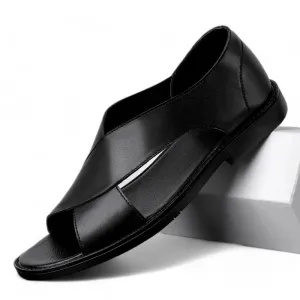 Cross-Strap Leather Sandals