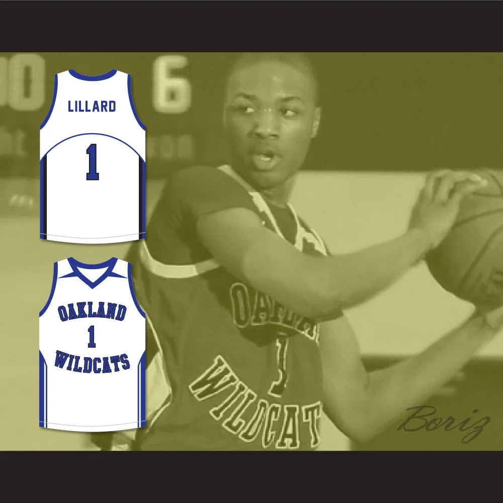 Damian Lillard 1 Oakland High School Wildcats White Basketball Jersey 2