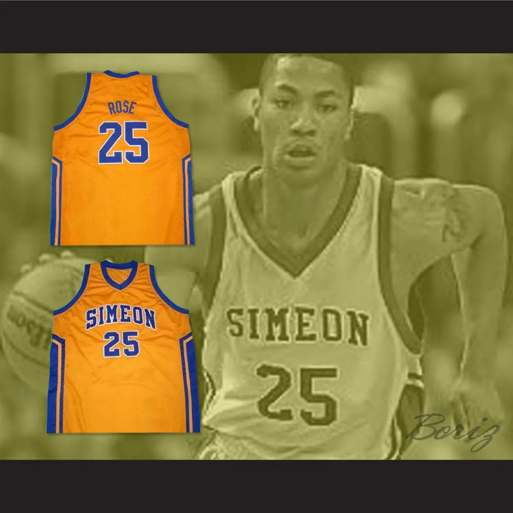 Derrick Rose 25 Simeon High School Yellow Basketball Jersey