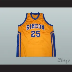 Derrick Rose 25 Simeon High School Yellow Basketball Jersey