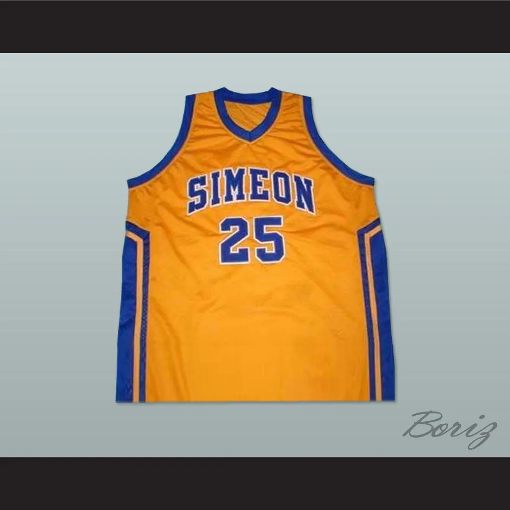 Derrick Rose 25 Simeon High School Yellow Basketball Jersey