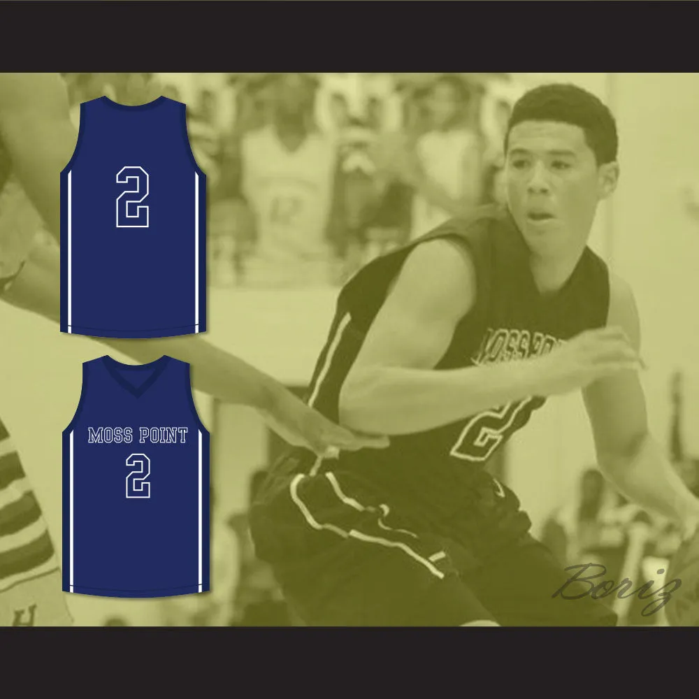 Devin Booker 2 Moss Point High School Tigers Blue Basketball Jersey 2
