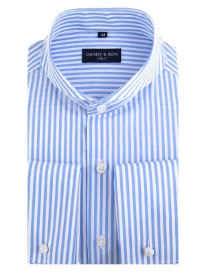 Extreme Cutaway Big Blue Stripes Shirt French Cuff