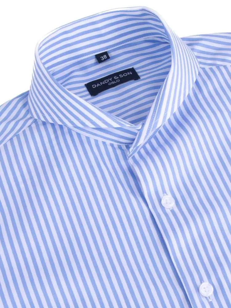 Extreme Cutaway Big Blue Stripes Shirt French Cuff