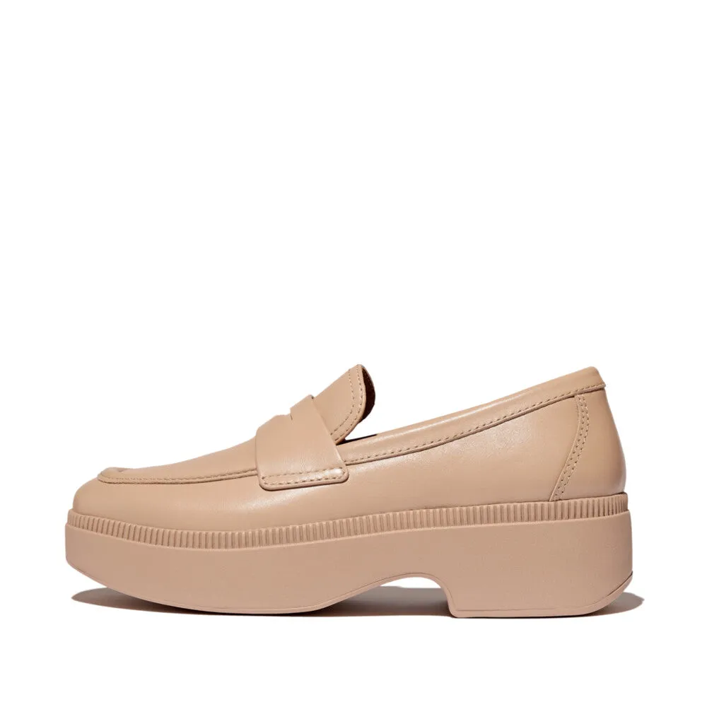 FitFlop F-Luma Box-Leather Demi-Wedge Penny Loafers