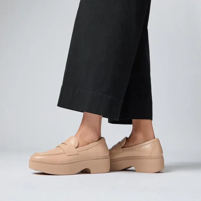 FitFlop F-Luma Box-Leather Demi-Wedge Penny Loafers