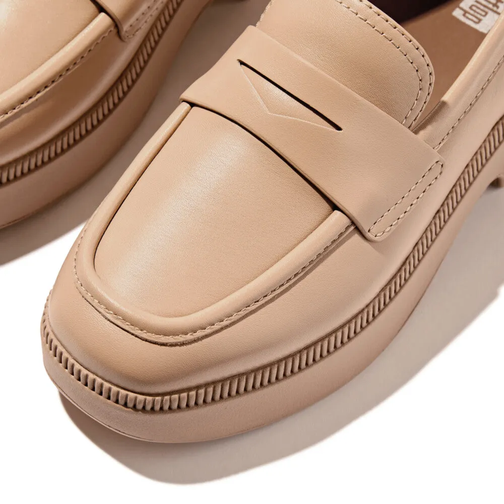 FitFlop F-Luma Box-Leather Demi-Wedge Penny Loafers