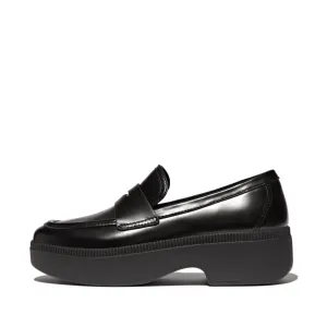 FitFlop F-Luma Box-Leather Demi-Wedge Penny Loafers