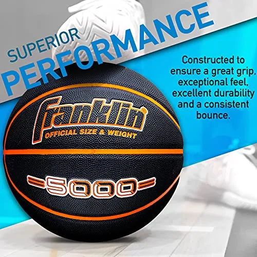 Franklin Sports 5000 Official Size 29.5" Basketball - Black/Orange