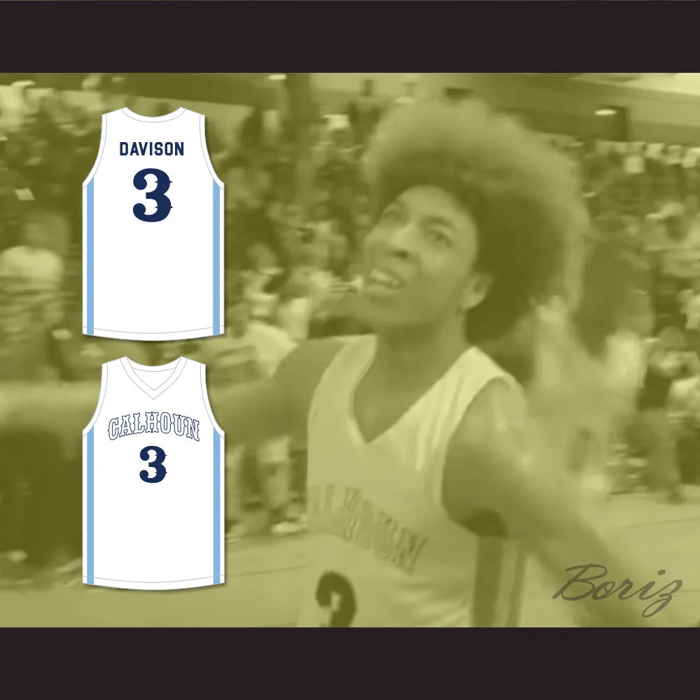 JD Davison 3 Calhoun High School Tigers White Basketball Jersey 2