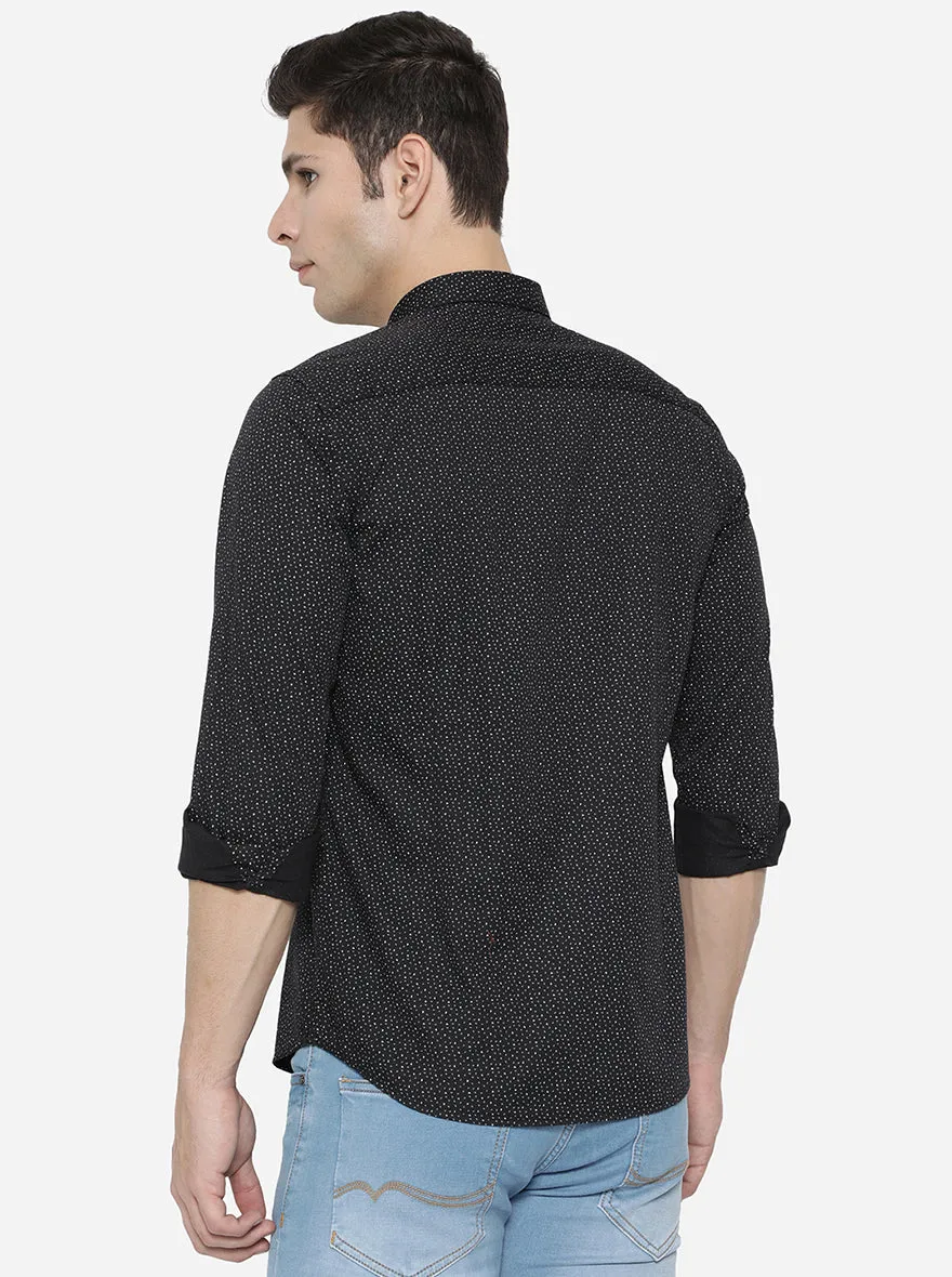 Jet Black Printed Slim Fit Casual Shirt | JadeBlue