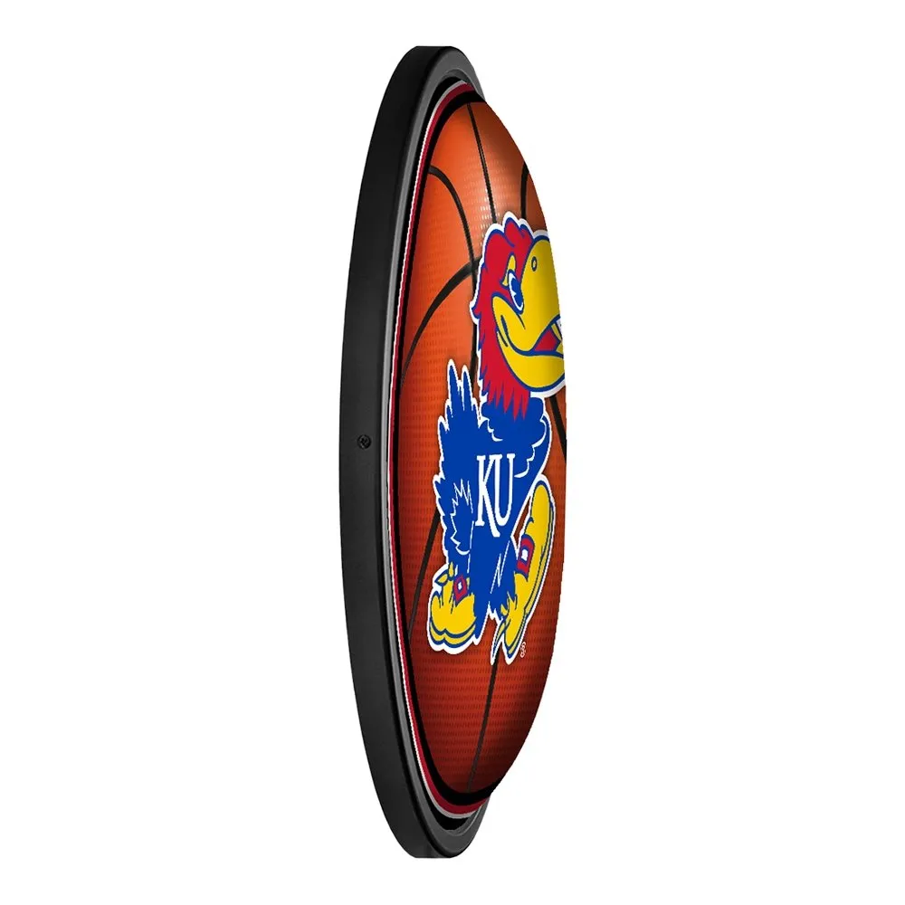 Kansas Jayhawks: Basketball - Round Slimline Lighted Wall Sign
