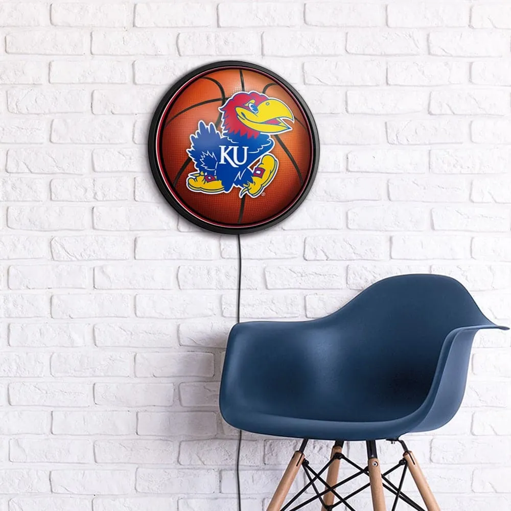 Kansas Jayhawks: Basketball - Round Slimline Lighted Wall Sign