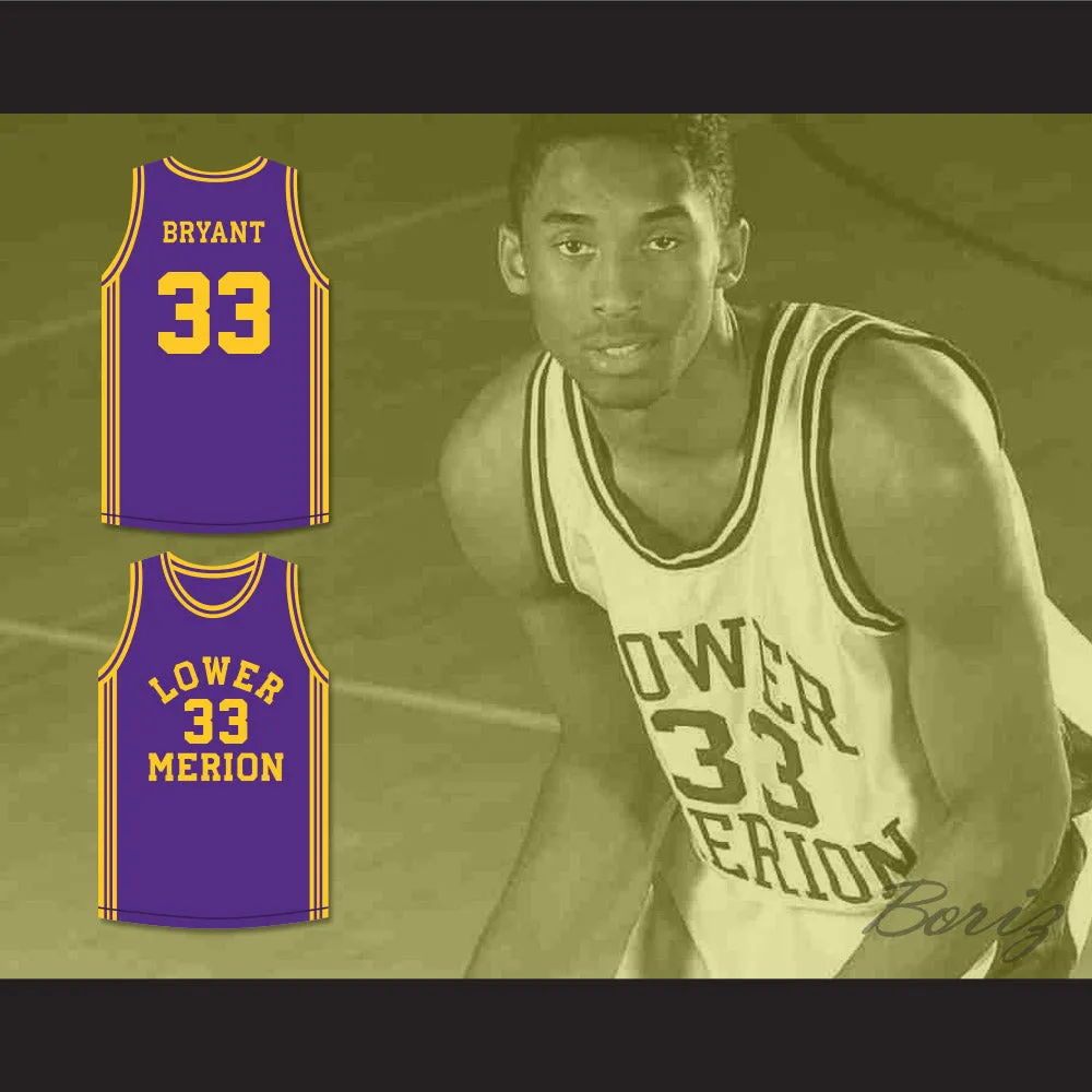 Kobe Bryant 33 Lower Merion High School Aces Purple Basketball Jersey 2
