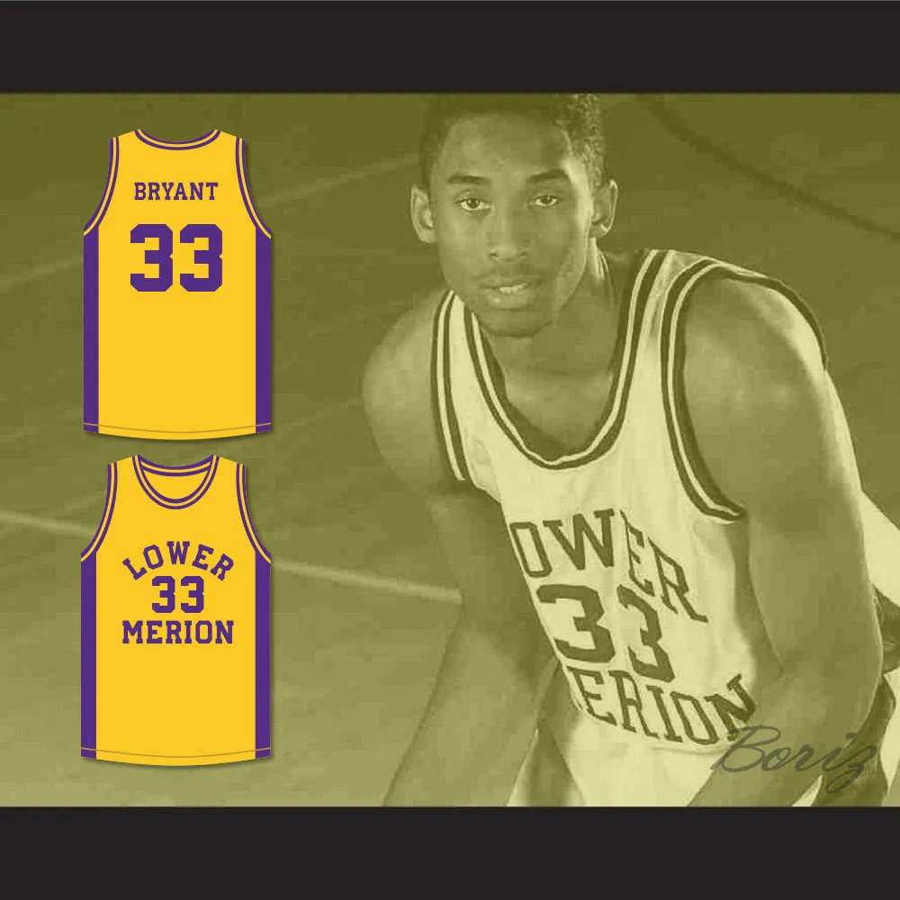 Kobe Bryant 33 Lower Merion High School Aces Yellow Basketball Jersey 4