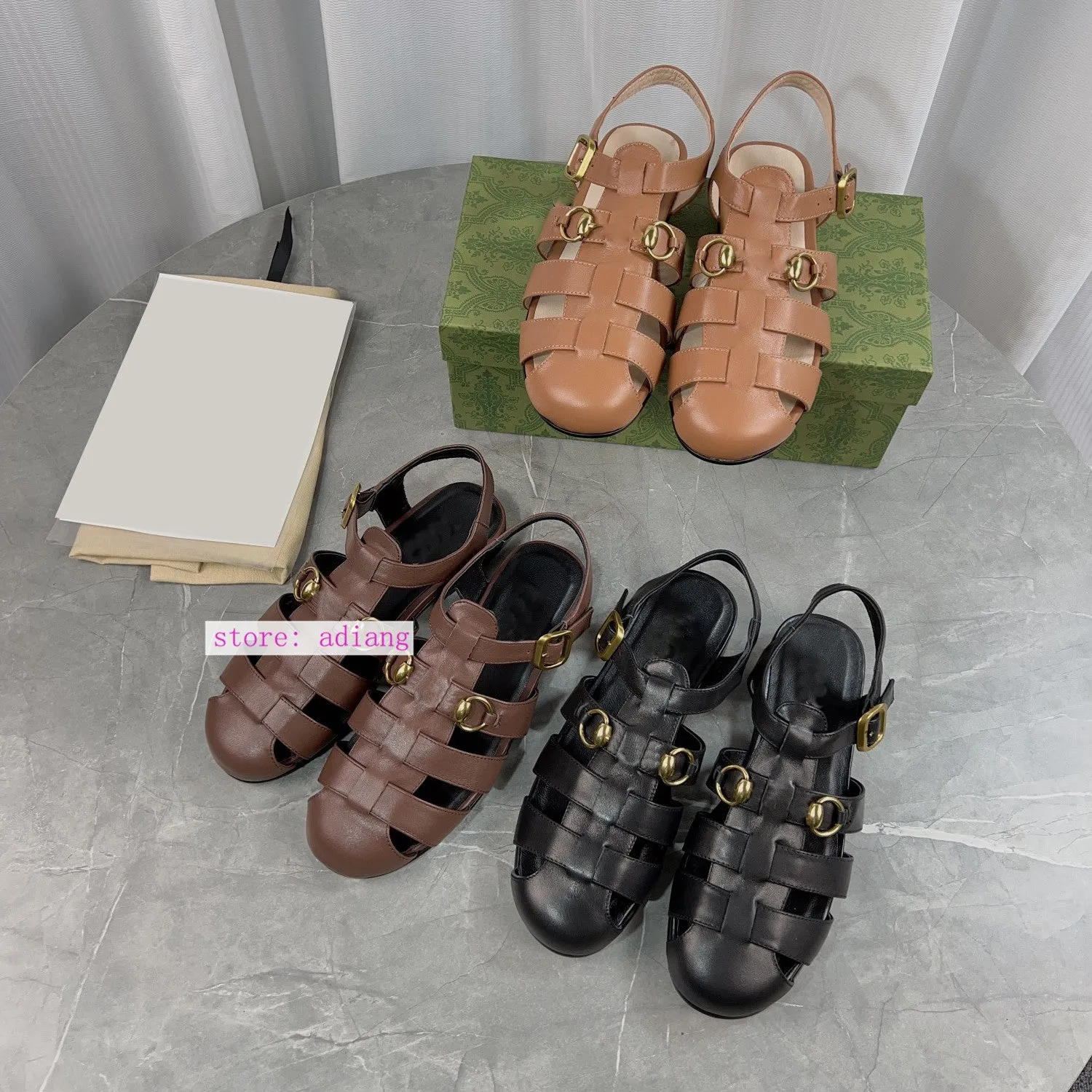 leather flats Gladiator Shoes casual sandals vintage women 2023 34-40 high quality