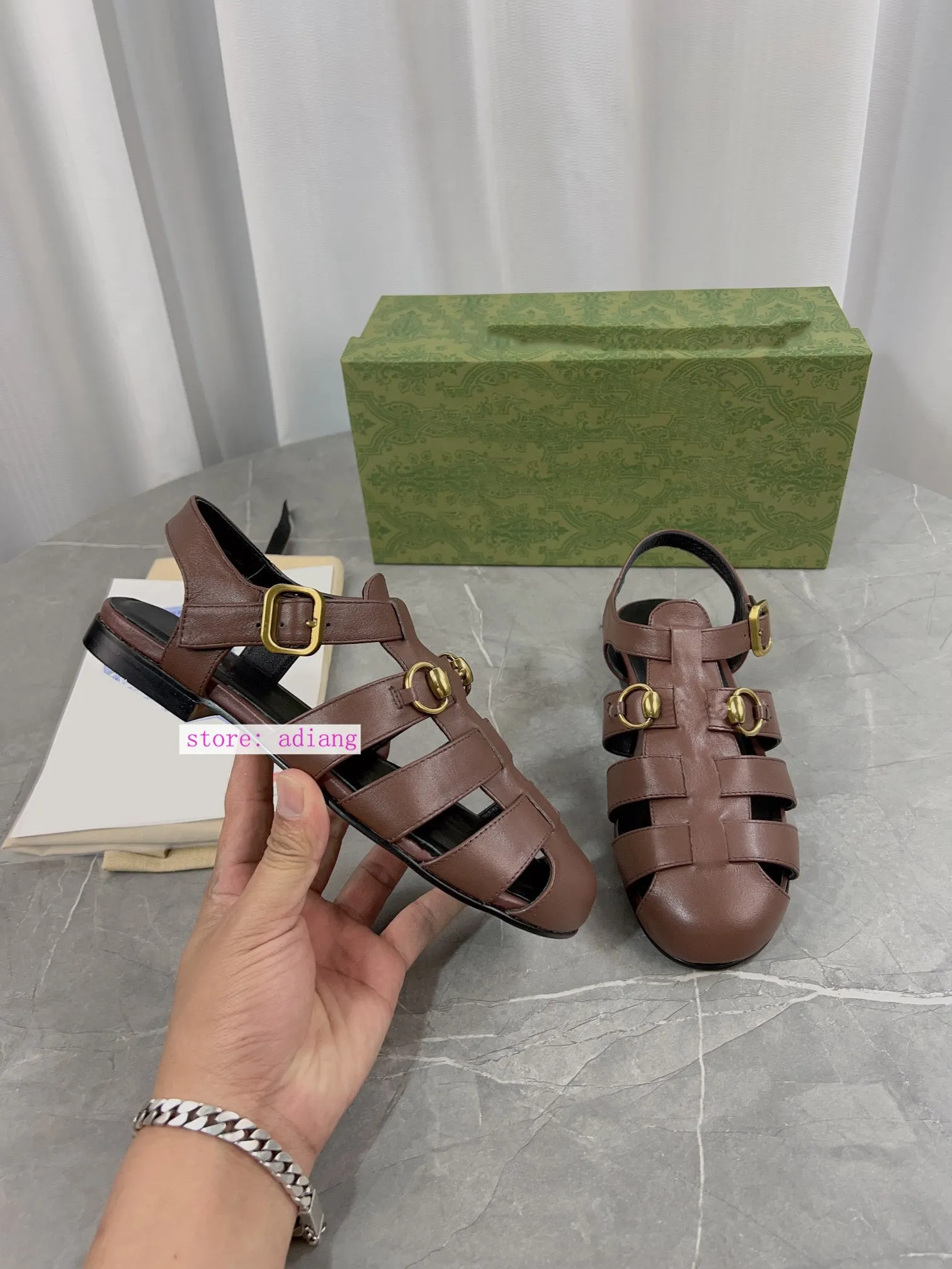 leather flats Gladiator Shoes casual sandals vintage women 2023 34-40 high quality