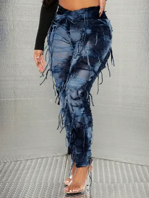 Leggings de tie dye con fleco de Cherry Vibes en